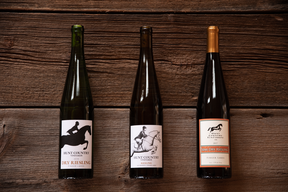 Image of our three current Rieslings.