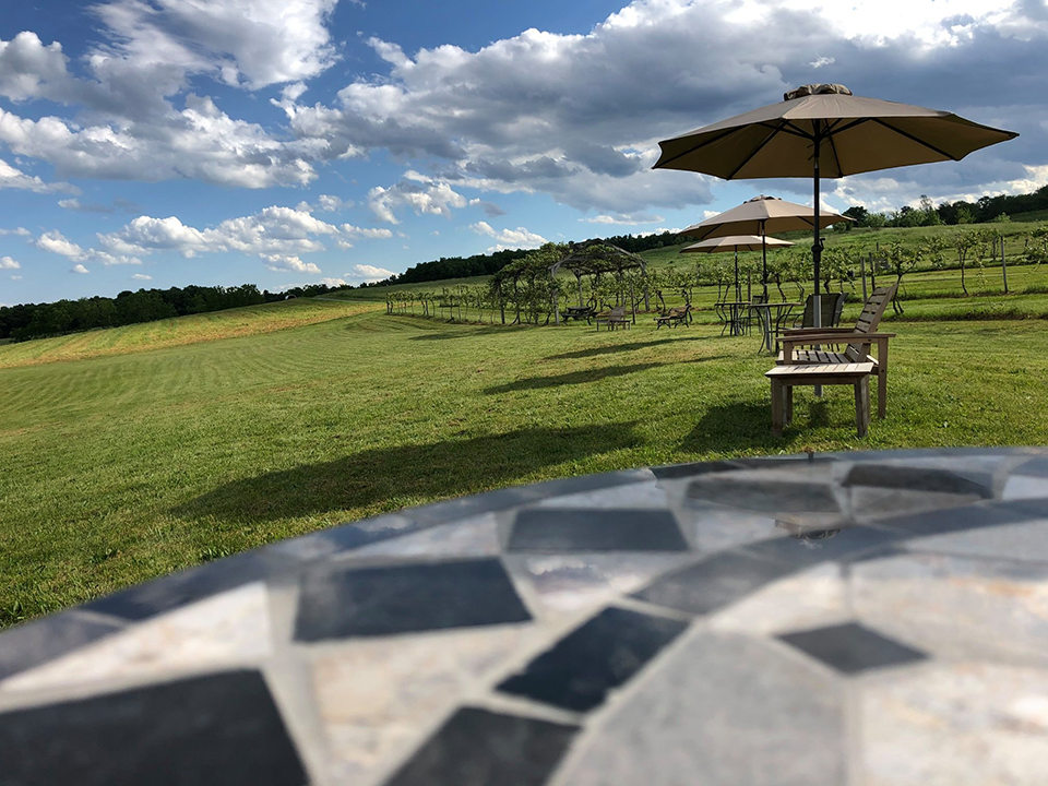 Image of outdoor seating area at vineyard.