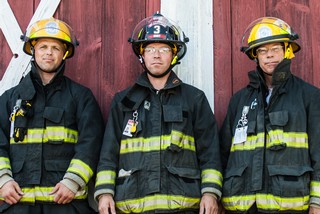 Matt, Jon, Art firefighters