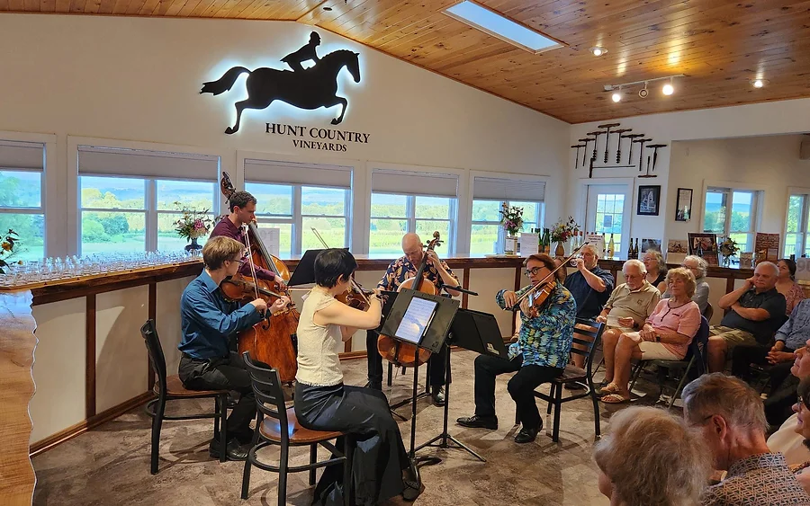 Finger Lakes Chamber Music performing in Hunt Country's tasting room