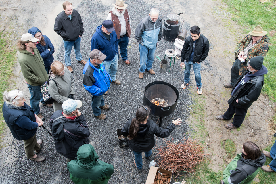 A biochar demonstration to a group of participants 