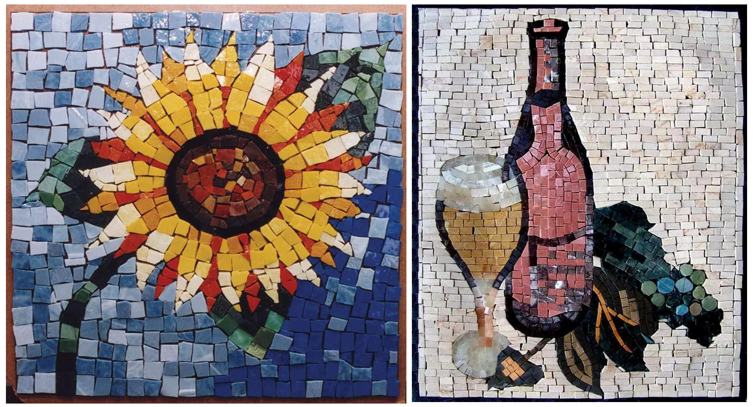 Left: Sunflower Mosaic, Right: Wine Theme Mosaic